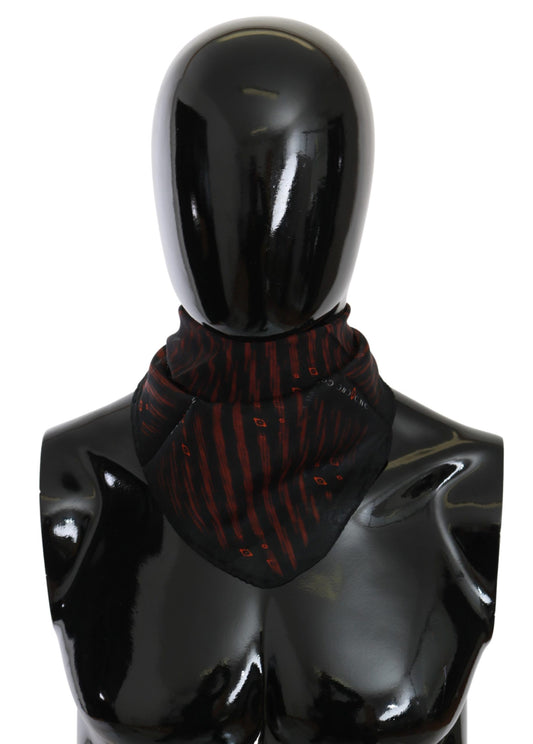 Costume National Silk Bandana Hat in Black and Orange with Iconic Logo