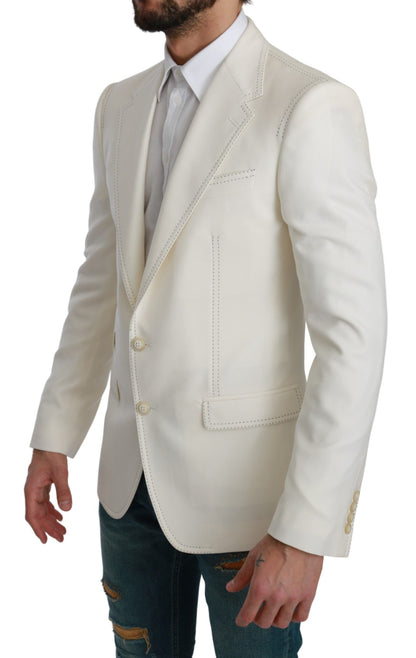 Elegant slim fit white blazer with single-breasted front and sharp formality