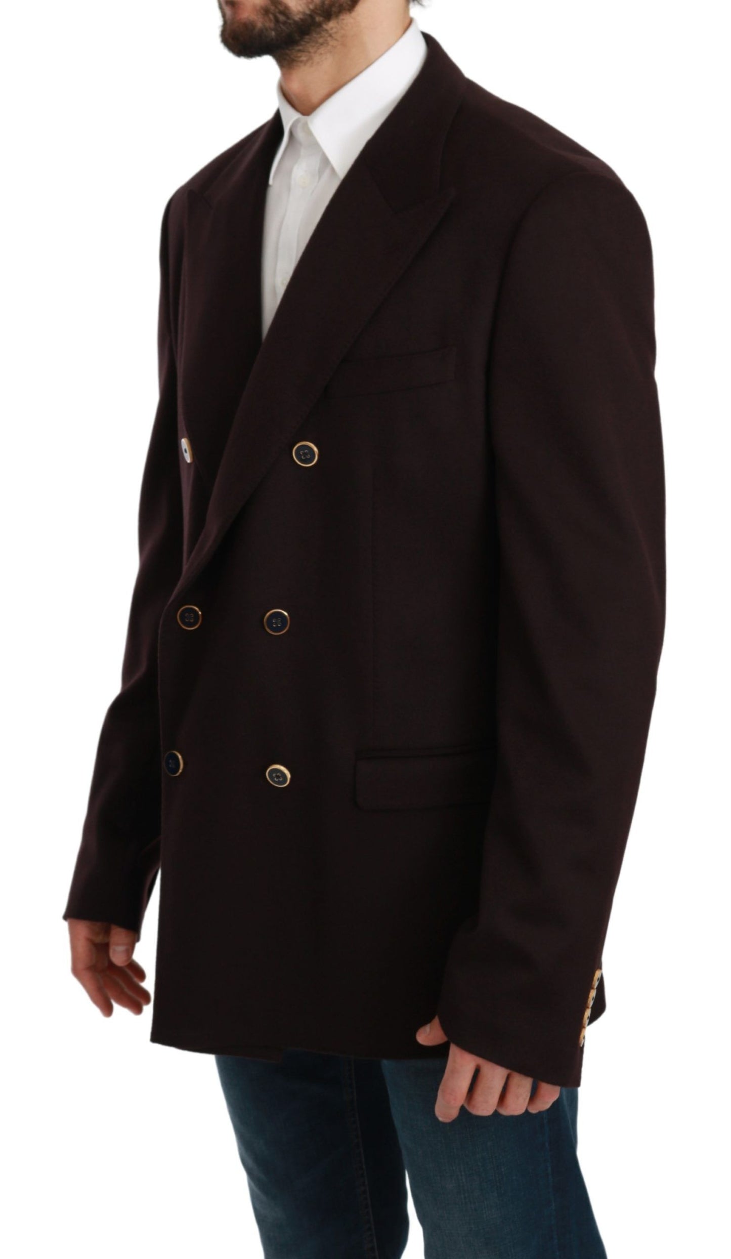 Luxurious slim fit Dolce & Gabbana blazer in bordeaux with three front pockets and Italian craftsmanship