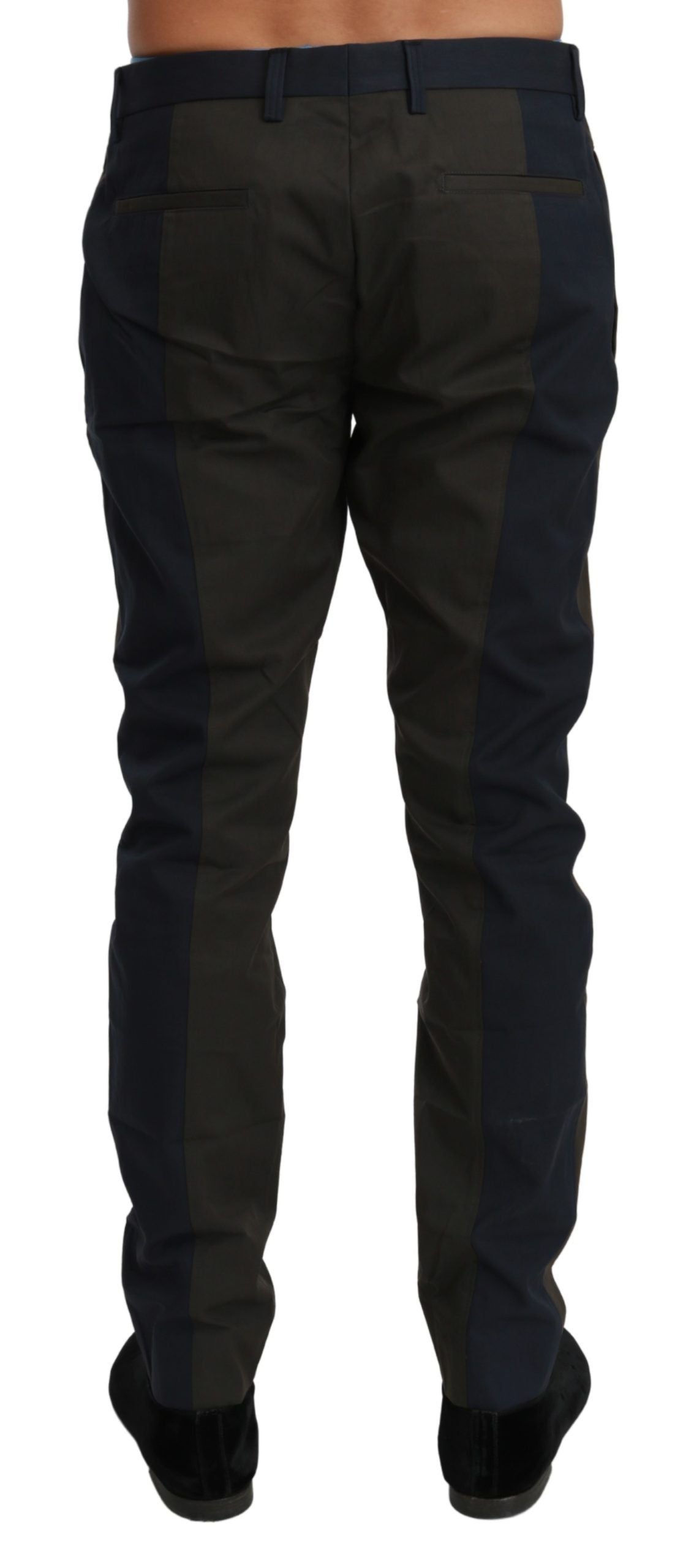 Exquisite Slim Fit Striped Casual Pants by Dolce & Gabbana in Gray, Perfect for Both Casual and Upscale Occasions