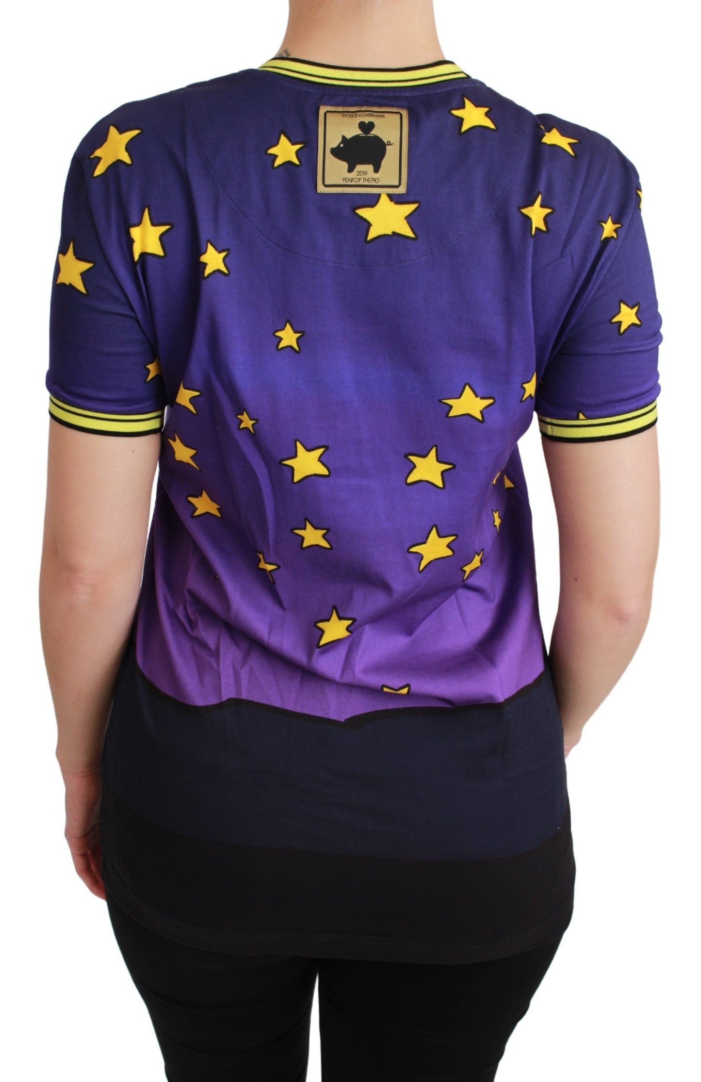 Dolce & Gabbana Elegant Crewneck Motive Tee in Purple, perfect for fashion-savvy individuals