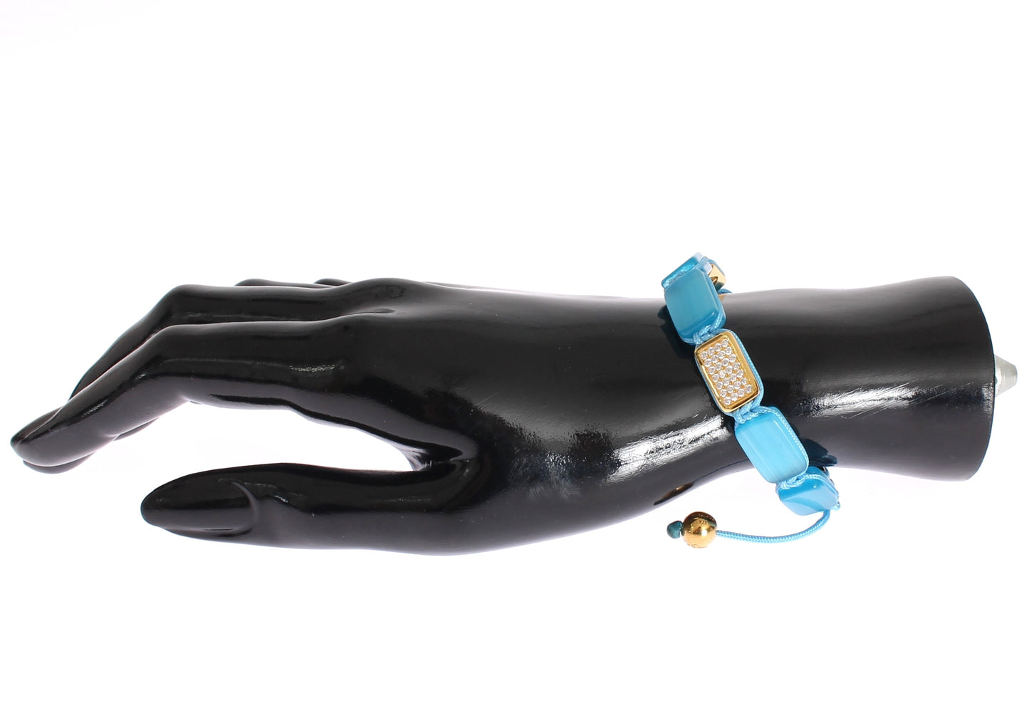 Handcrafted in Hollywood, USA, with White CZ Diamonds and Blue Opal Flat Beads