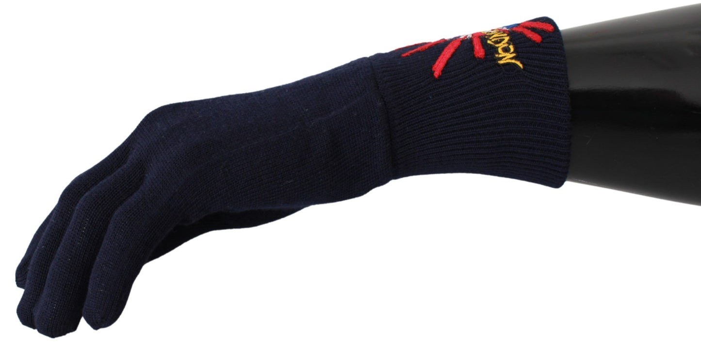 Italian luxury wrist-length gloves in striking blue virgin wool