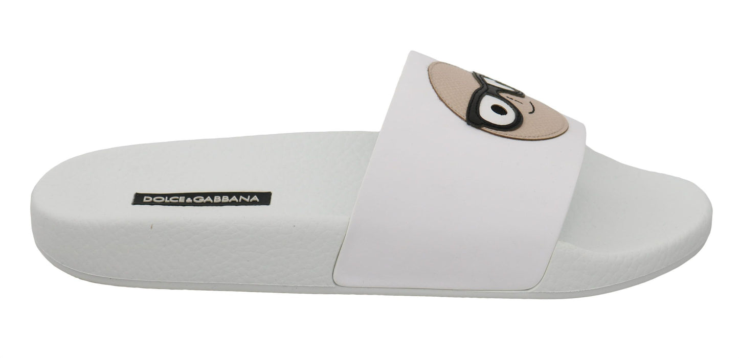 Dolce & Gabbana Chic White Slide Sandals made with 100% leather