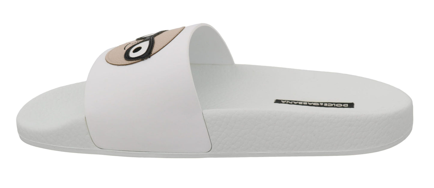 Seamless fusion of fashion and function in these white slide sandals