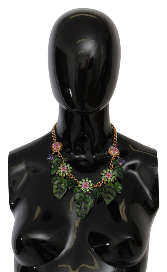 Dolce & Gabbana Elegant Floral Sicily Charm Necklace in Gold