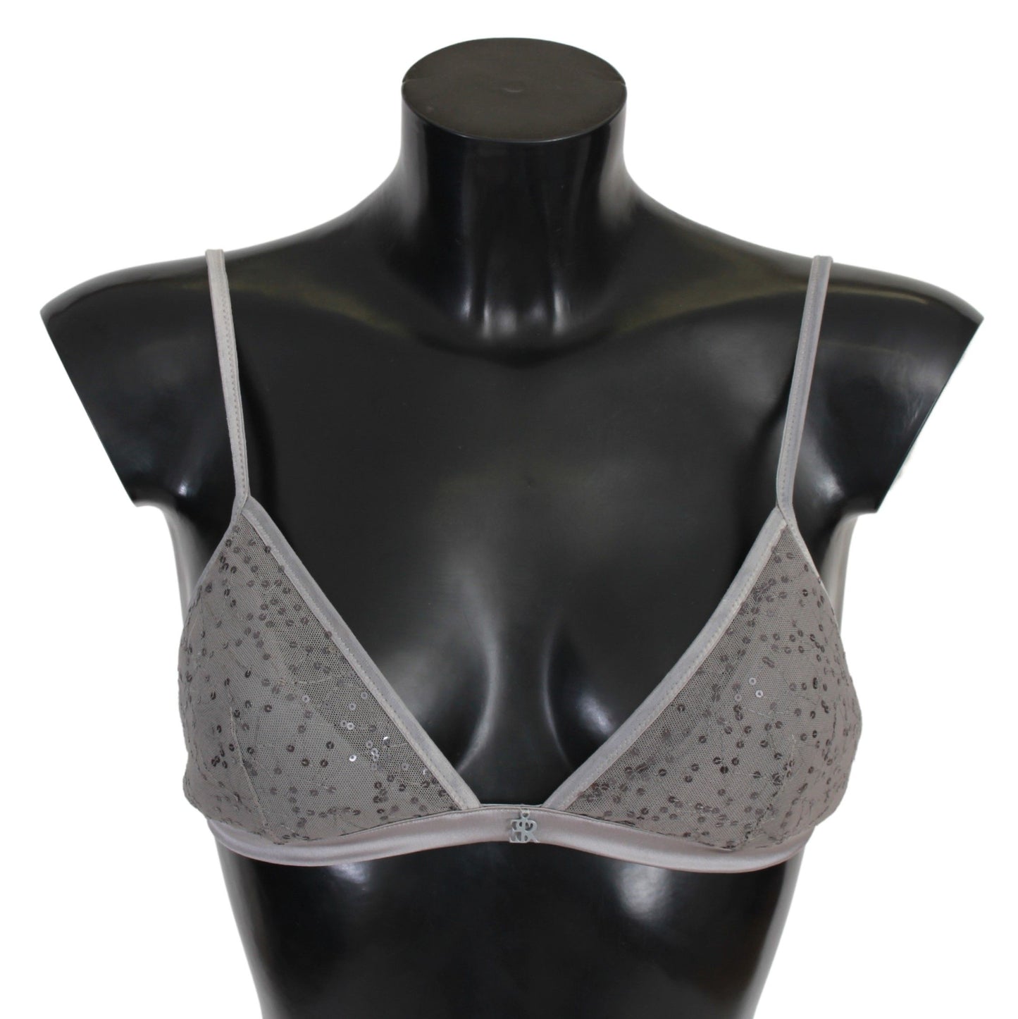 Exquisite Ermanno Scervino Sequined Gray Triangolo Bra Luxury Underwear