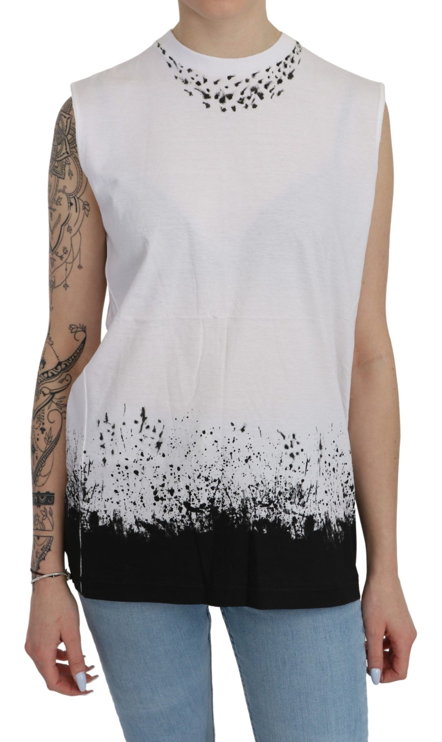 Black Dsquared² Chic Sleeveless Cotton Crew Neck Top with logo