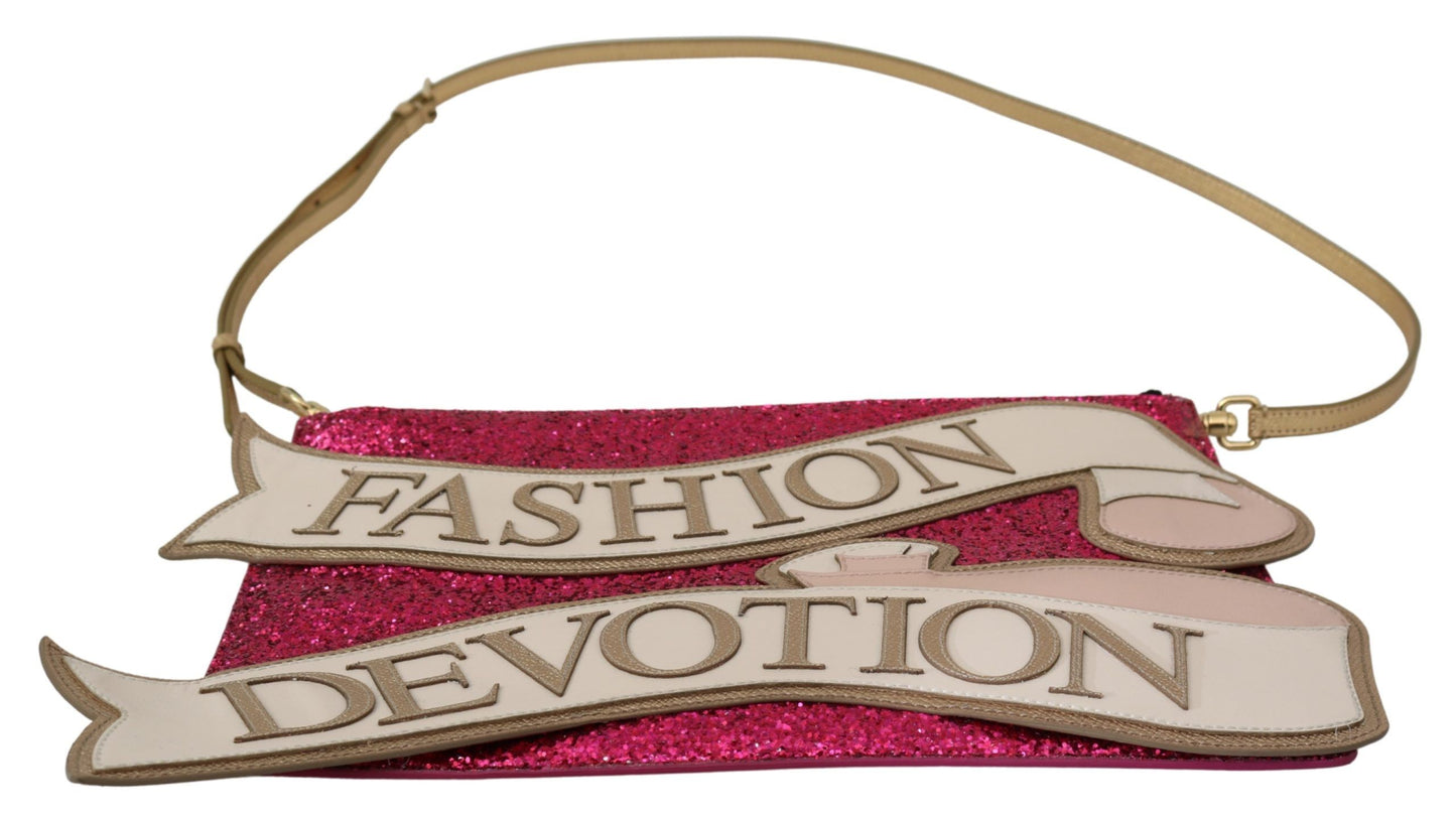 Pink Glittered CLEO Clutch Purse by Dolce & Gabbana, made in Italy