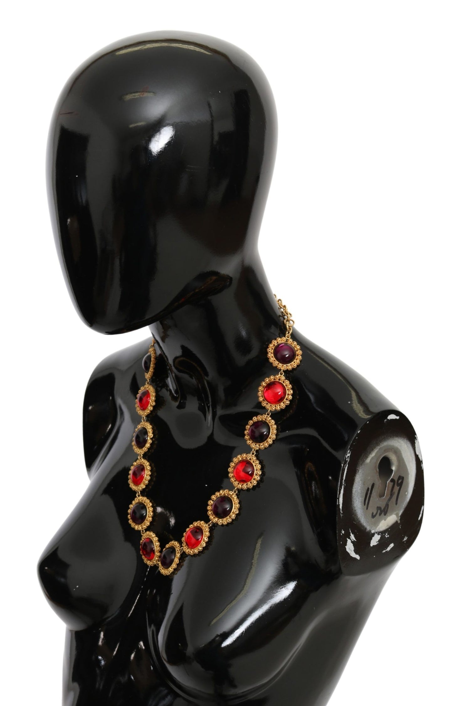 Luxurious gold-plated brass crystal necklace with red and purple crystals