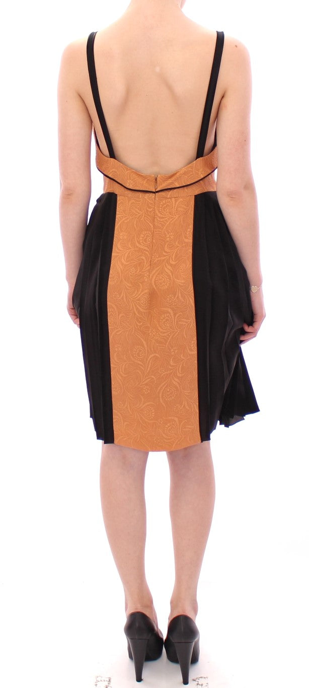Luxurious FILOS Silk Bronze & Black Sheath Dress for upscale events