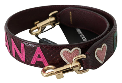 Luxurious bordeaux shoulder strap accessory crafted from leather and exotic skin