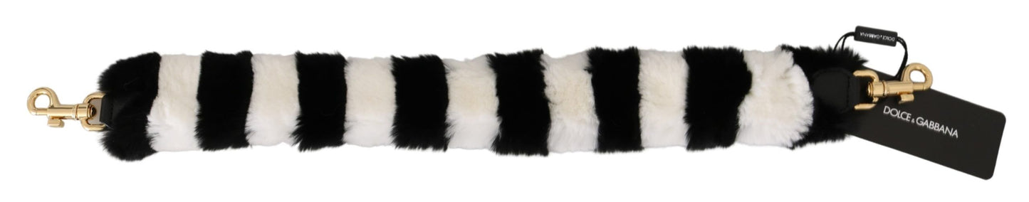  Luxurious Dolce & Gabbana Lapin fur shoulder strap accessory in black and white