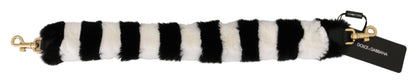  Luxurious Dolce & Gabbana Lapin fur shoulder strap accessory in black and white