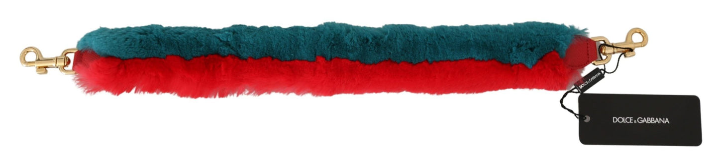 Italian-crafted red fur shoulder strap with lustrous gold accents