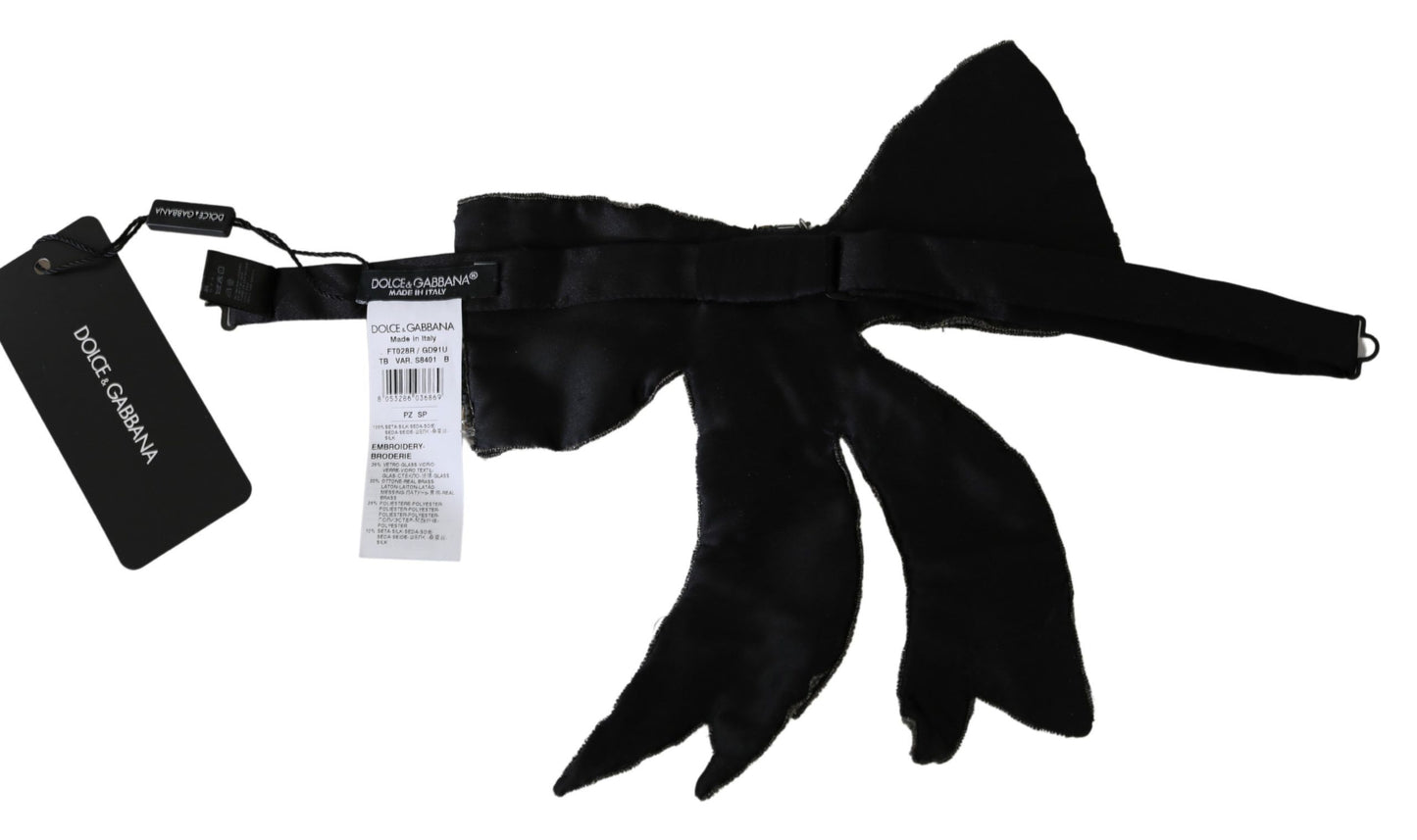 Luxurious silver and black bowtie, perfect for evening attire