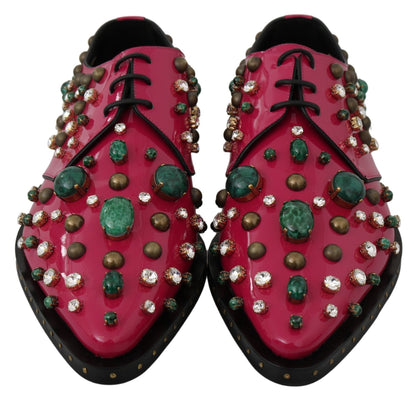 Stunning multicolor crystal adorned fuchsia pink flats from Dolce & Gabbana