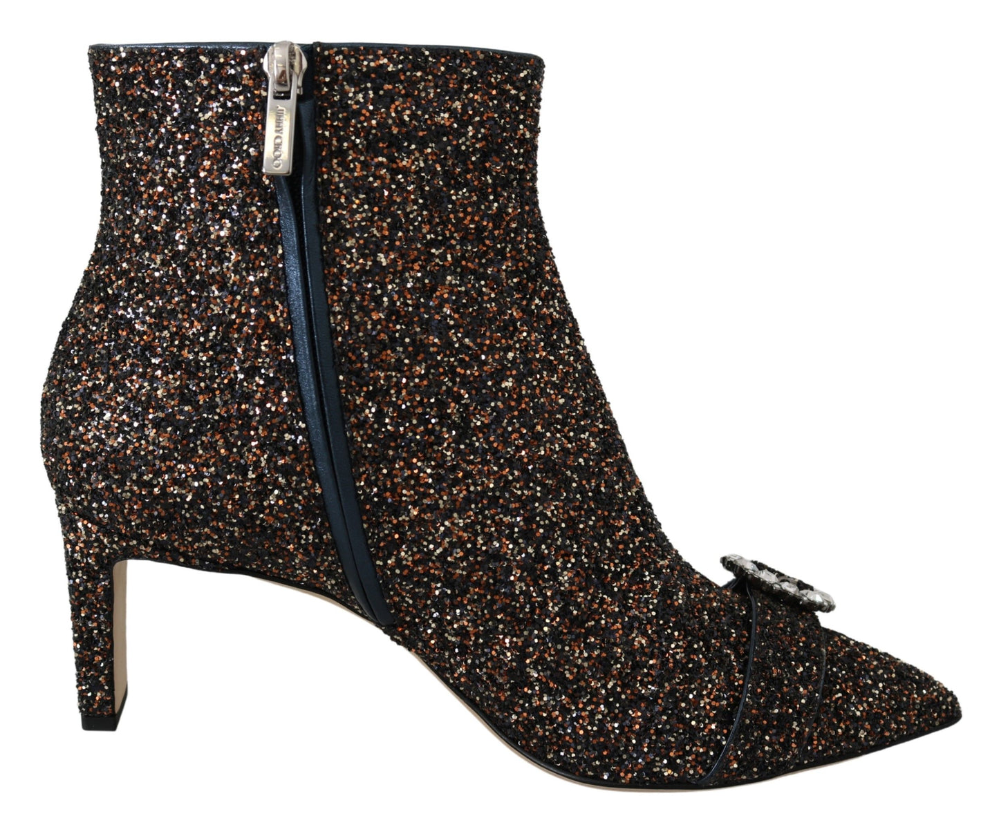 Exquisite Jimmy Choo Amethyst Mix Hanover Heeled Glitter Boots, front view