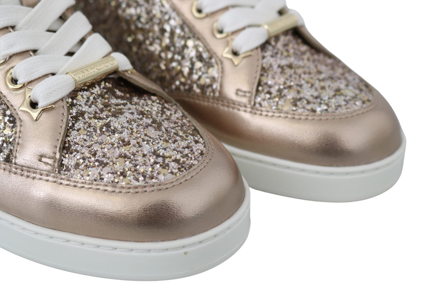 Slip-on style Jimmy Choo sneakers in Ballet Pink and Gold