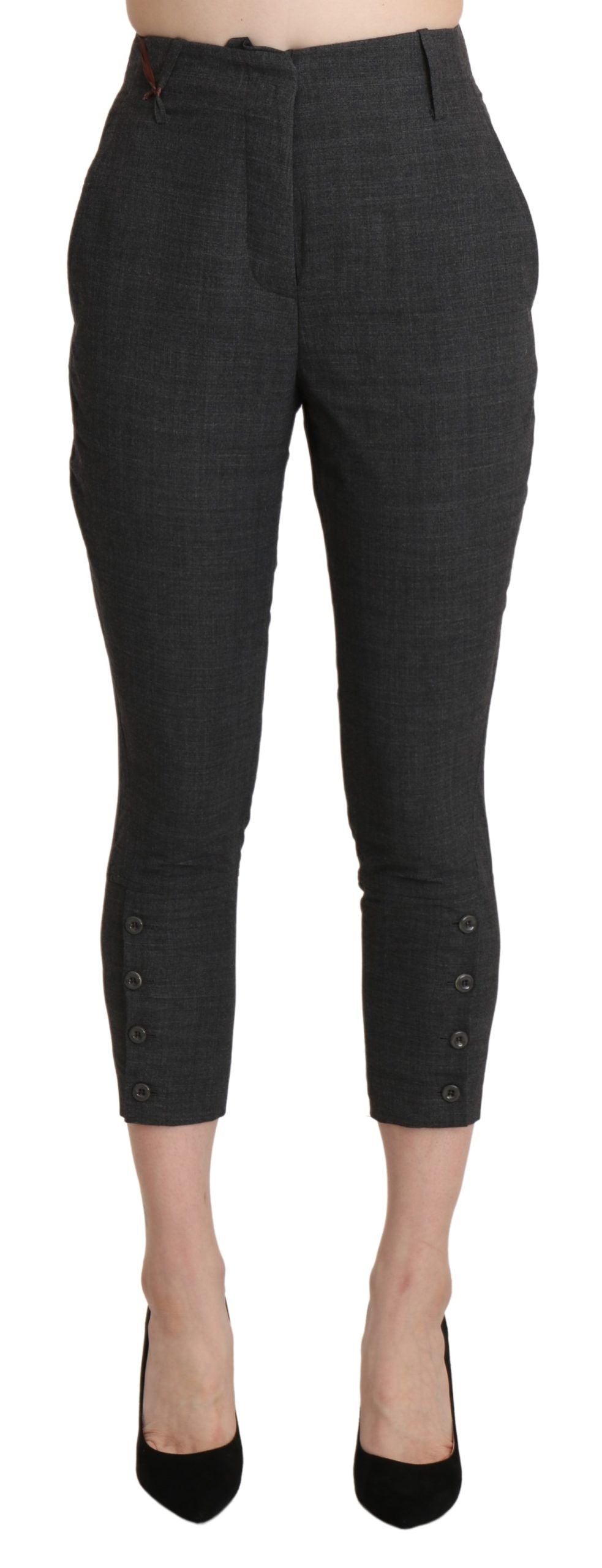 High-waist black cotton Capri pants by Ermanno Scervino, made in Italy