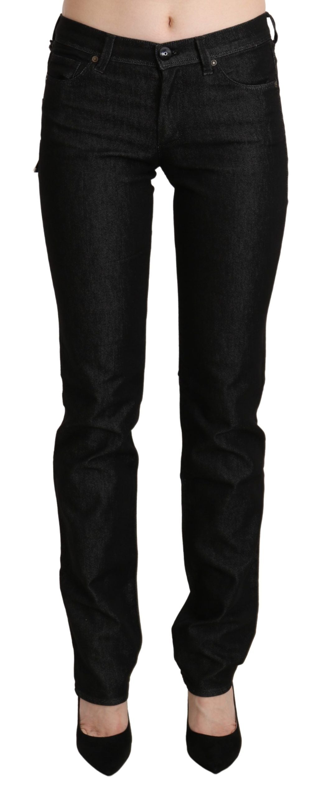 Ermanno Scervino Chic Black Mid Waist Skinny Jeans made with luxurious cotton blend