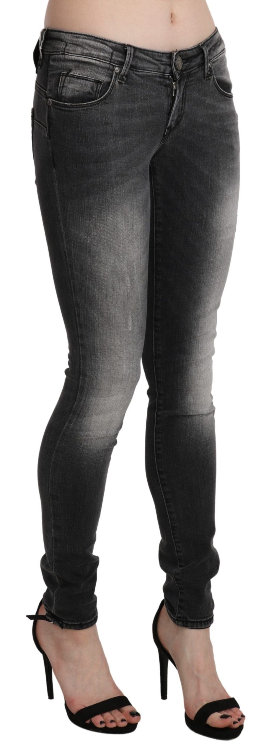 Acht Sleek Low Waist Skinny Denim in Black Wash - stylish and flattering jeans for a sleek look