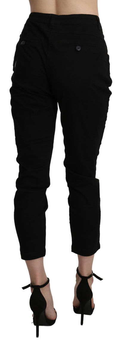 Women's High Waist Cropped Capri Jeans with subtle logo accents