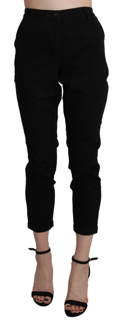 High Waist Cropped Black Jeans made from premium cotton fabric