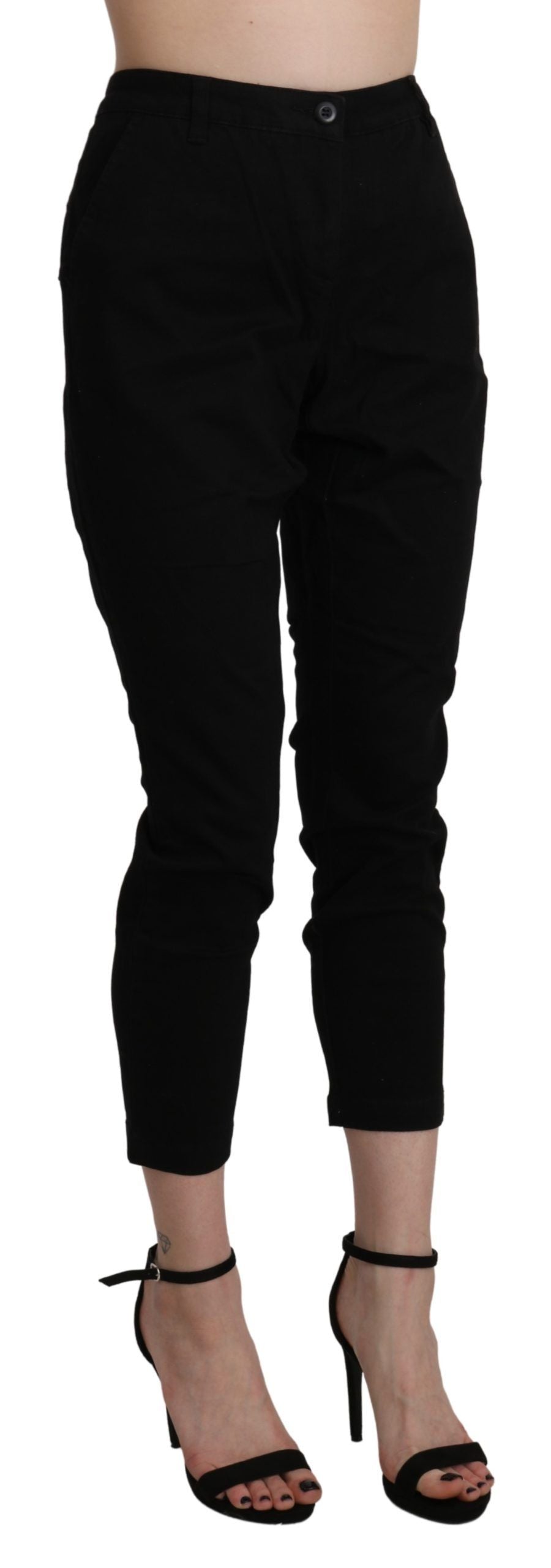 Luxurious High Waist Cropped Black Jeans tailored for modern style