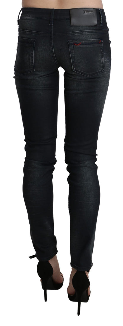 Chic and sophisticated low waist skinny jeans in black washed cotton