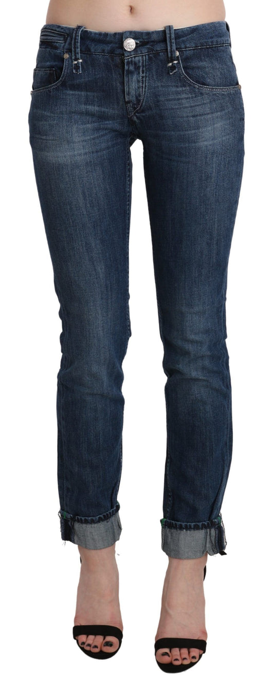 Exquisite Acht Skinny Low Waist Denim jeans in blue washed color