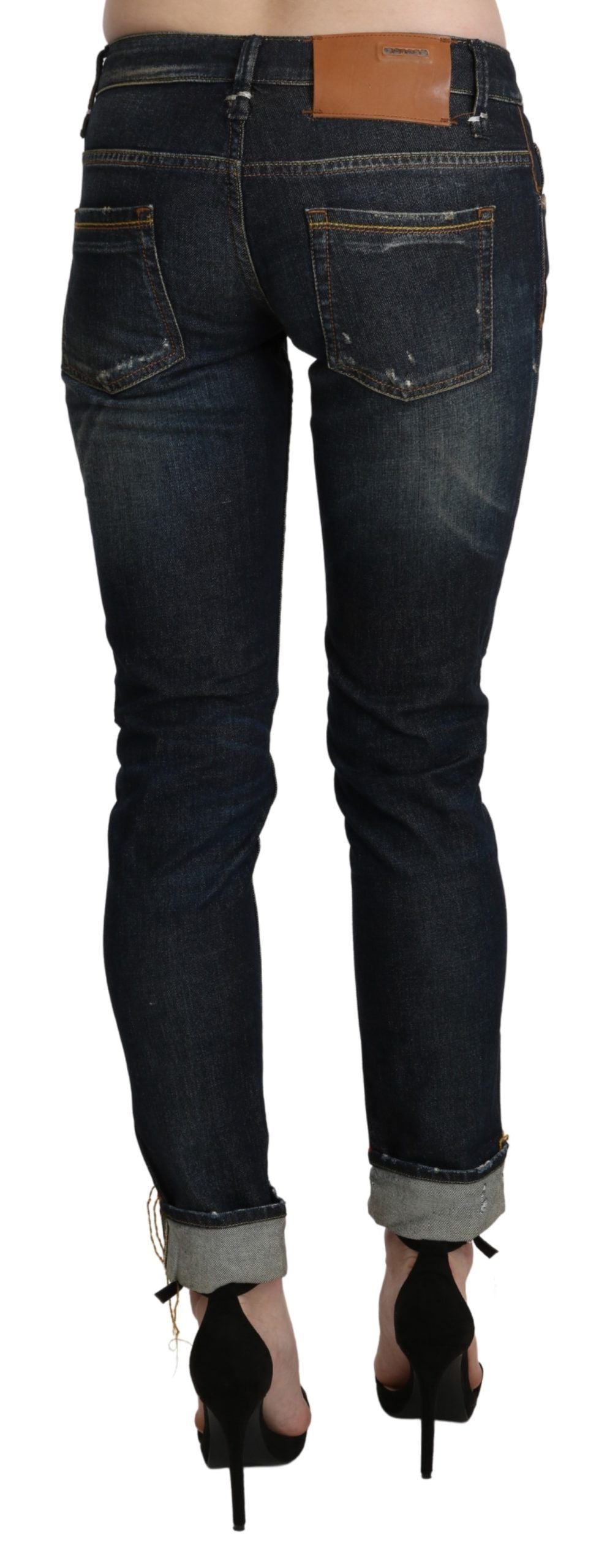 Acht Chic Dark Blue Skinny Cropped Jeans - Stylish and versatile denim for a trendy look