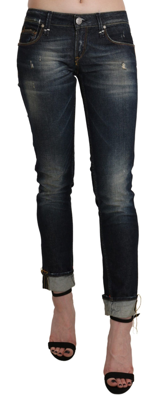 Acht Chic Dark Blue Skinny Cropped Jeans - stylish and versatile denim