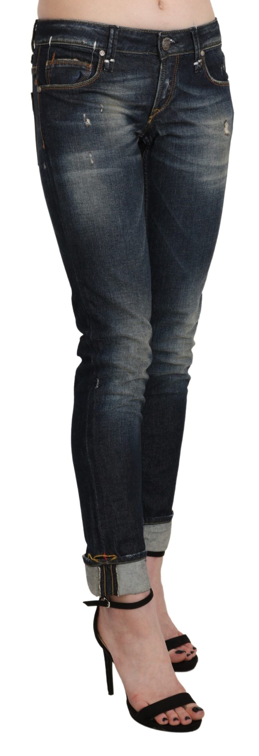 Acht Chic Dark Blue Skinny Cropped Jeans - stylish and comfortable denim