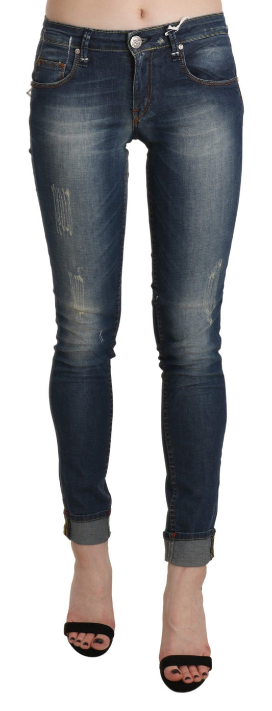 Acht Chic Blue Washed Skinny Cropped Jeans - Women's Fashion Denim