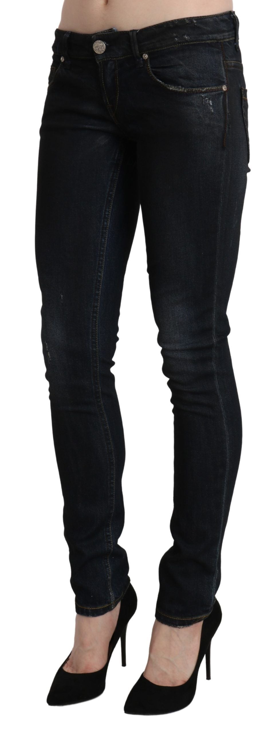 High-quality cotton black-washed Skinny Jeans by Acht, made in Italy