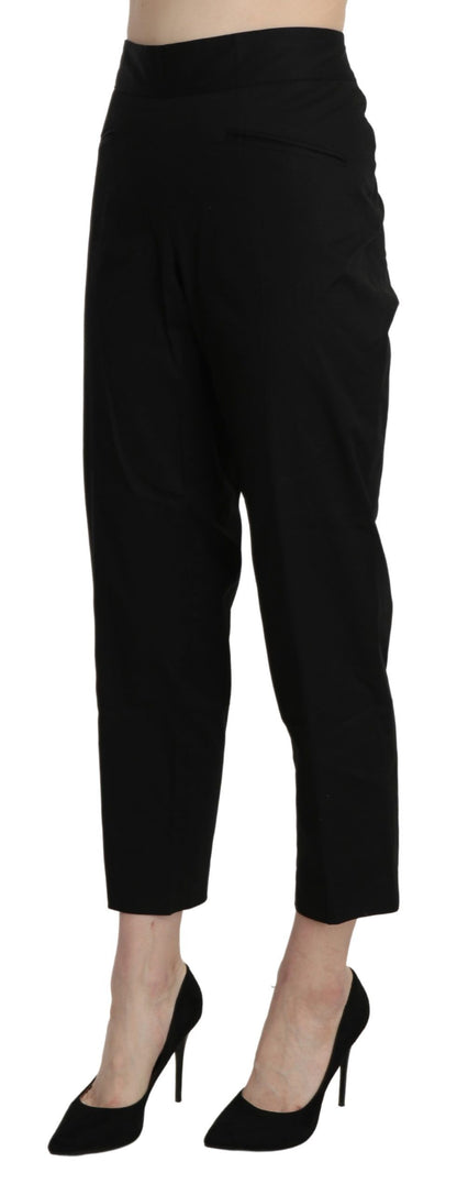 Chic high waist trousers with convenient zipper closure and elegant logo details