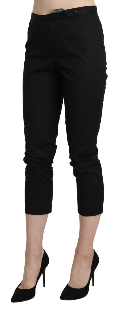 Italian-crafted BENCIVENGA high waist cropped pants in classic black color