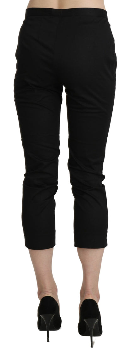 Elegant logo details on high waist skinny cropped pants