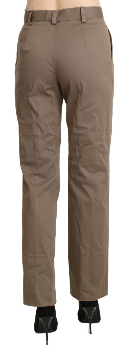Authentic BENCIVENGA High Waist Straight Pants in Brown, back view, original tags attached