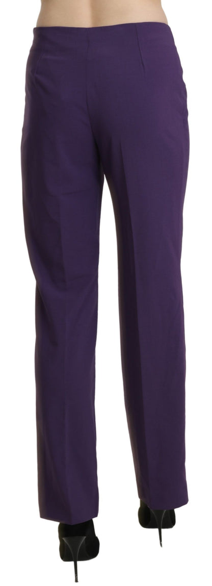 BENCIVENGA elegant high waist violet straight pants for women with pockets