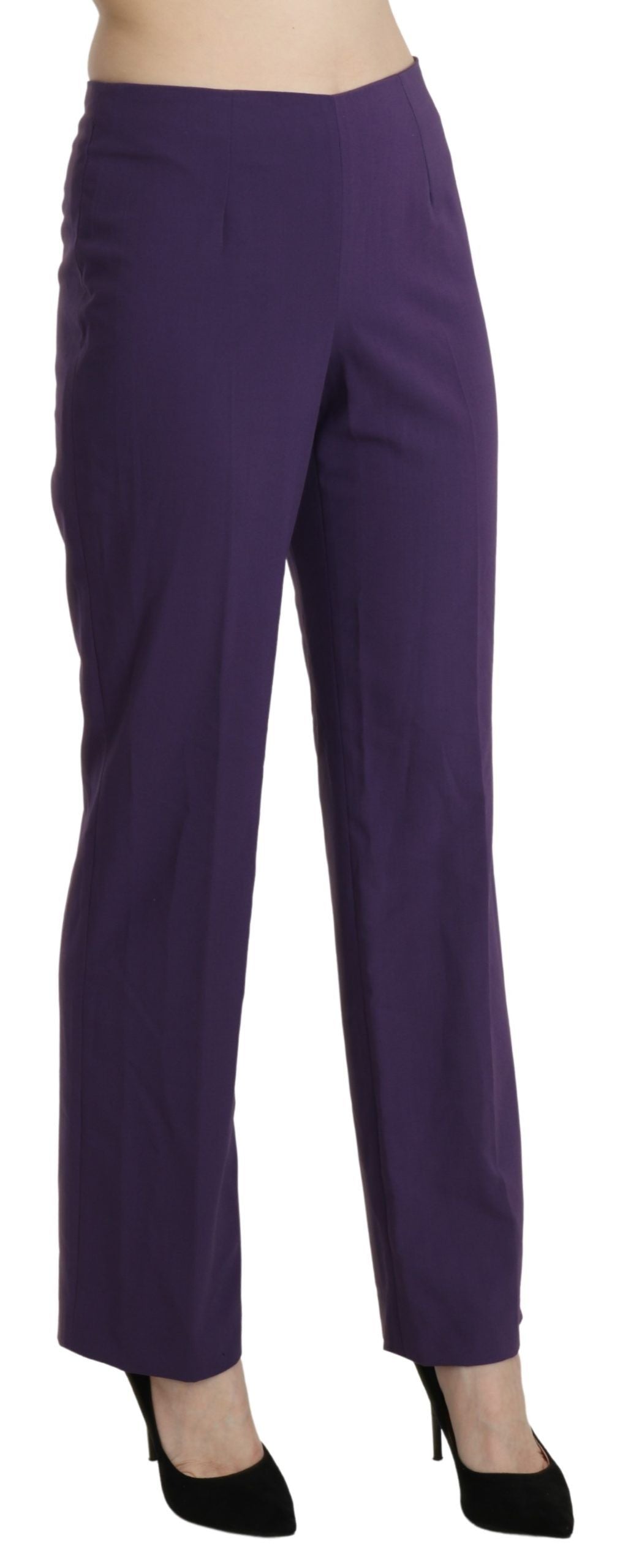BENCIVENGA elegant high waist violet straight pants for women's fashion