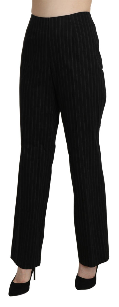 Sleek and sophisticated high waist straight pants in timeless black color
