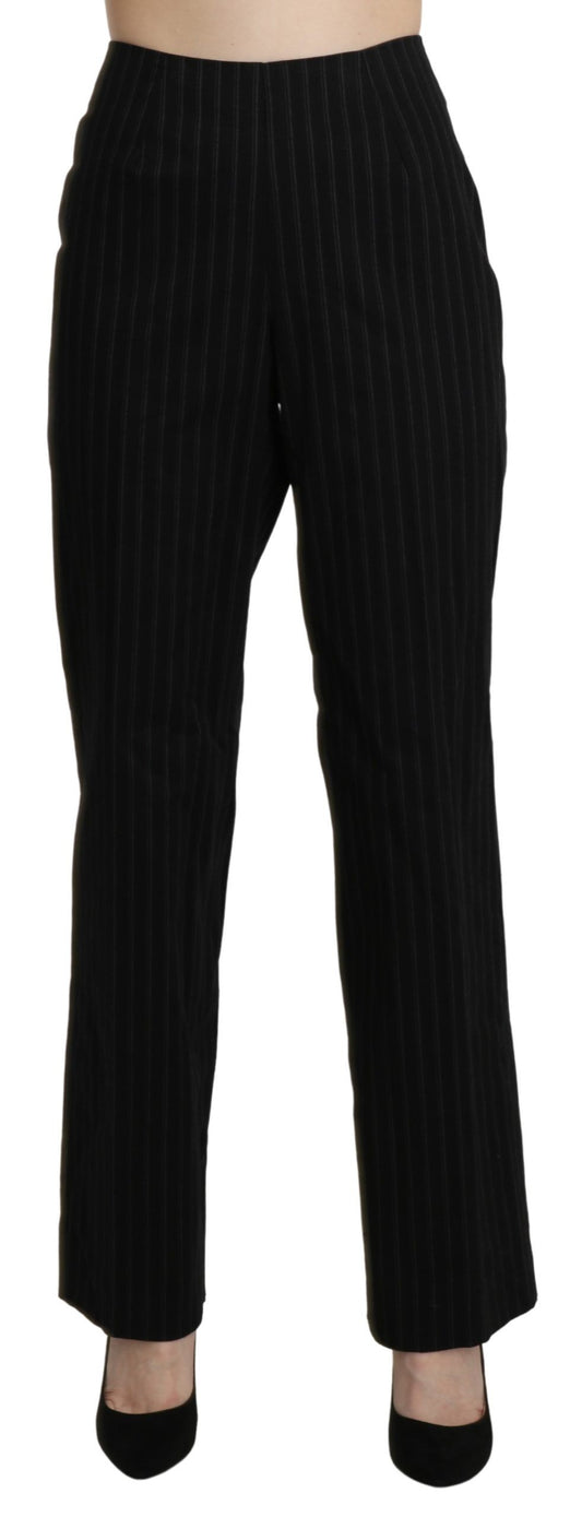 Exquisite high waist black pants with impeccable tailoring from Italy