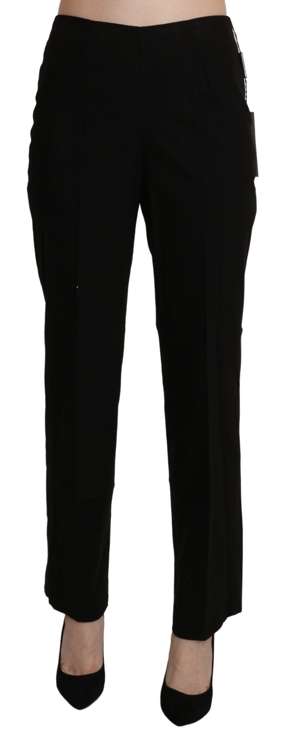BENCIVENGA Elegant High Waist Straight Black Pants crafted from finest Italian cotton