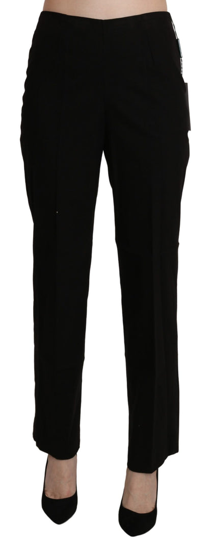 BENCIVENGA Elegant High Waist Straight Black Pants crafted from finest Italian cotton