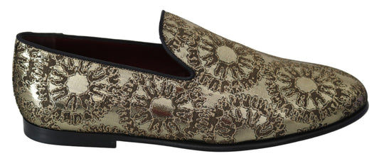 Dolce & Gabbana Gold Bordeaux Loafers Slides Dress Shoes with 60% Acetate and 40% Polyester Material