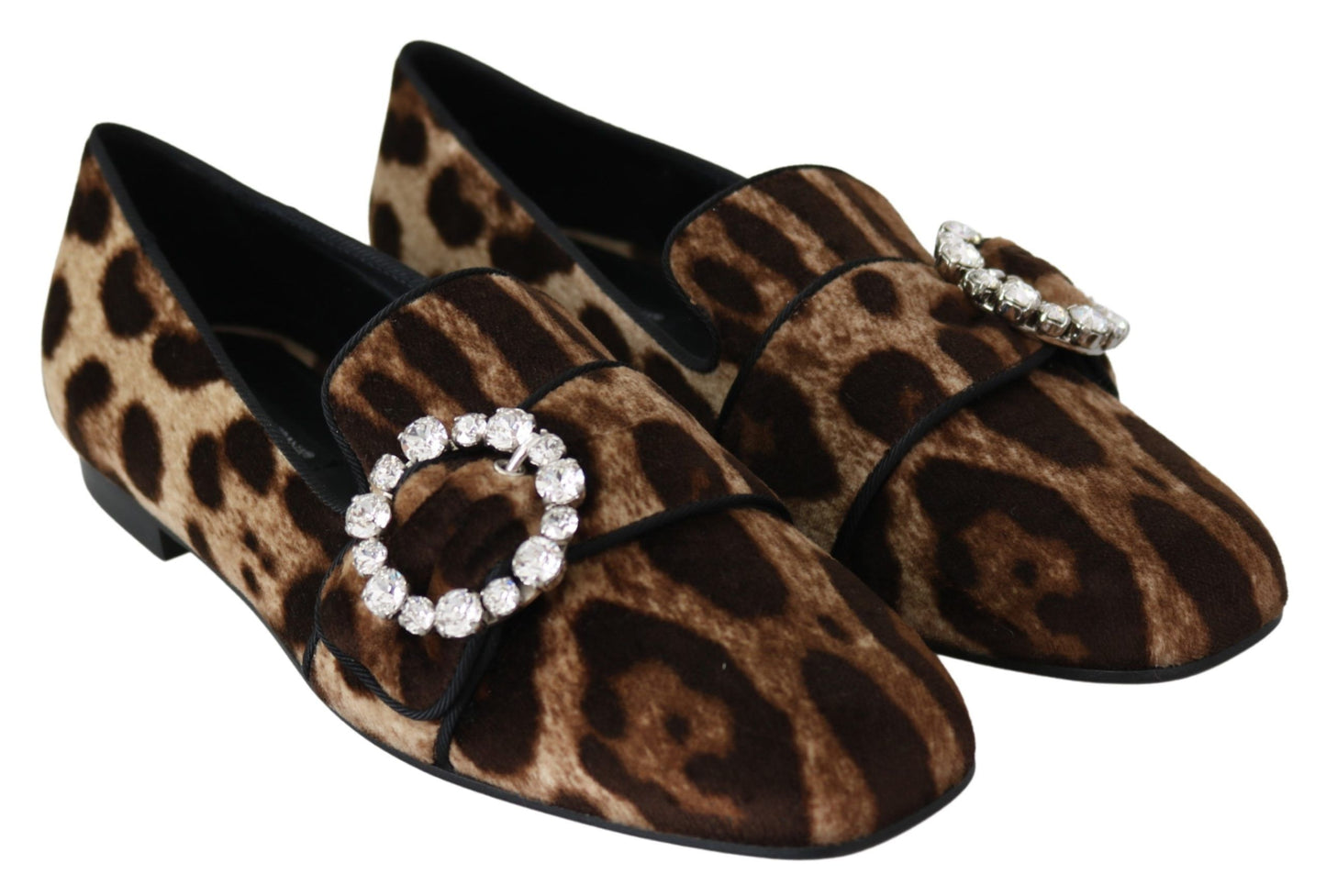 Stunning Dolce & Gabbana leopard print crystal embellished flats