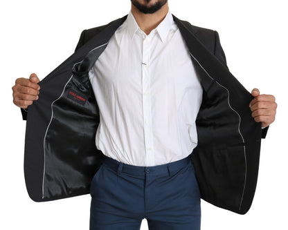 Dolce & Gabbana Elegant Gray Wool Silk Blend Slim Fit Blazer for men
