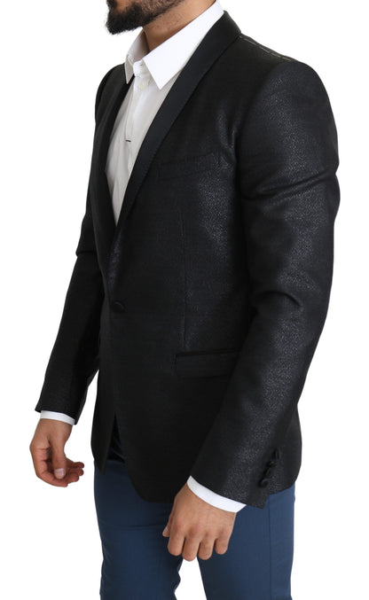  Exquisite Dolce & Gabbana GOLD Black Jacquard Single Breasted Blazer with two inside pockets and a slim fit 